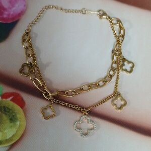 Gold Clover Charm Bracelet